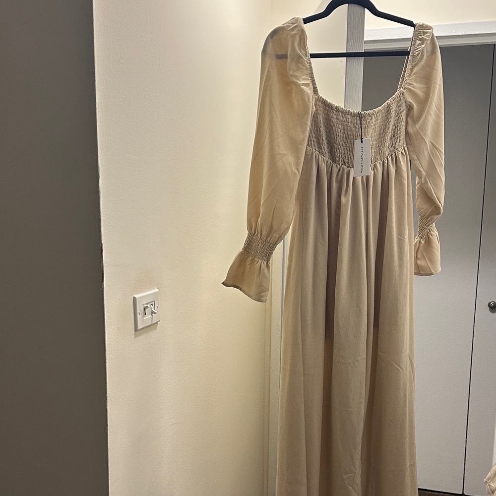 WeWoreWhat Cream Long Sleeve Dress